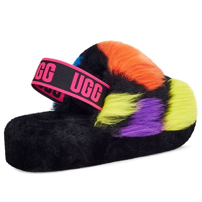 (WMNS) UGG Fluff Yeah Party Spots Slipper 'Black' 1125006-BLK