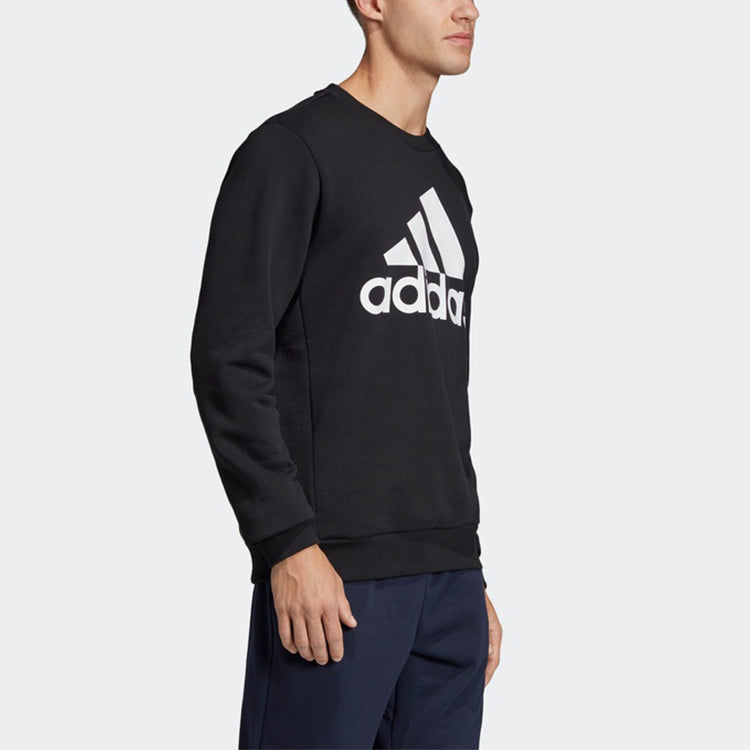 adidas Fleece Lined Stay Warm Athleisure Casual Sports Pullover Round Neck Black EB5265