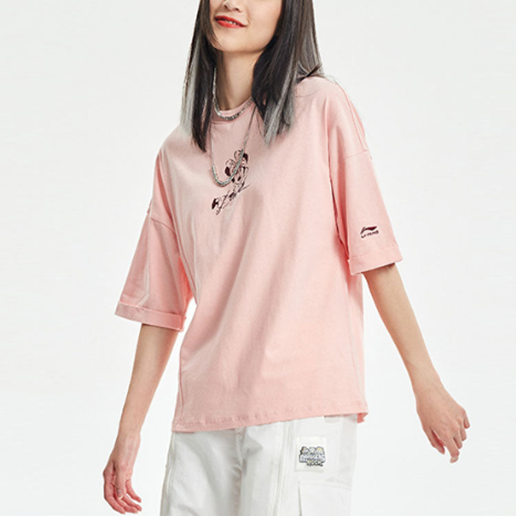 Li-Ning x Disney Crossover Round Neck Loose Casual Short Sleeve Red AHSR038-1
