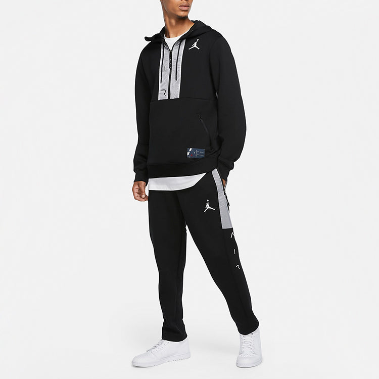 Air Jordan Air Logo Printed Knitted Color Block Casual Sports Pants Men's Black CK6463-010