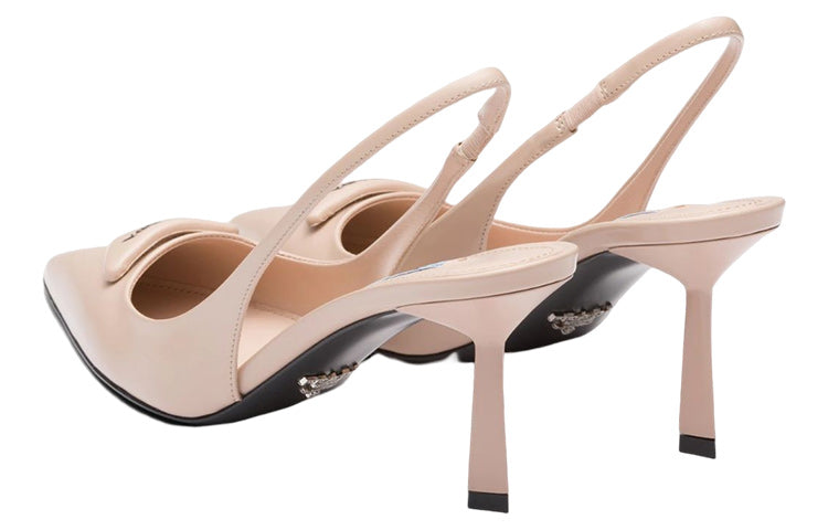 (WMNS) PRADA Patched Logo Brushed Leather Slingback Heels 'Pink' 1I901M_055_F0236_F_075