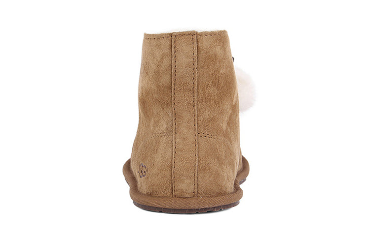(WMNS) UGG Kallen Suede Moc Toe Pom Pom Slipper 'Chestnut' 1017541-CHE