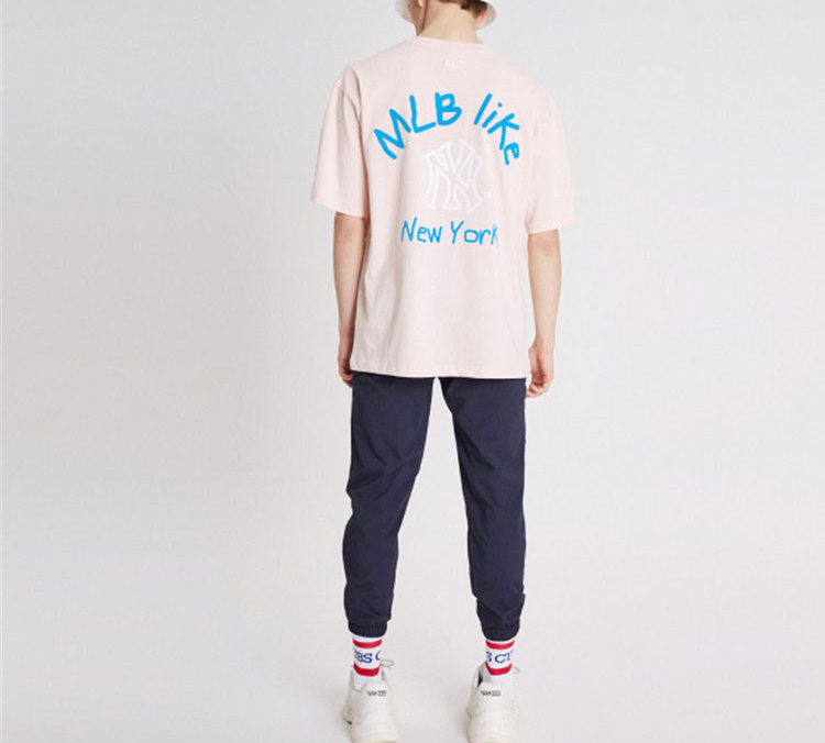 MLB Unisex LIKE New York Yankees Series Printing Round-neck Pink/Red 31TSSJ931-50P