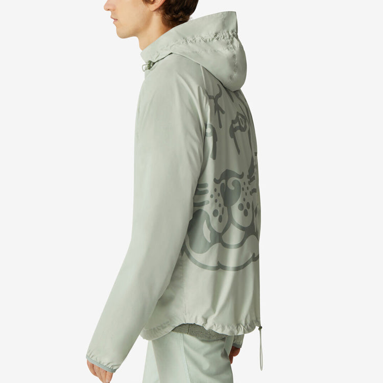 Men's KENZO SS21 K Tiger Printing Casual Hooded Jacket Green FB55BL1551NM-61