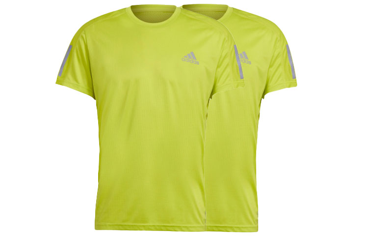 adidas Own The Run Tee Round Neck Casual Sports Woven Training Green Yellow GJ9965