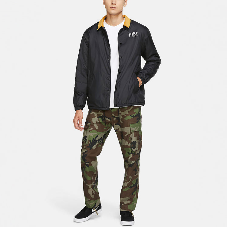 Nike SB logo Printing Fleece Lined Stay Warm corduroy Colorblock Skateboard Jacket Black CK5447-010