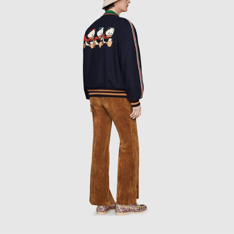 Gucci x Disney Co-Branded Cartoon Patterned Felt Pilot Jacket On The Back For Men Blue 639274-ZAF9K-4560