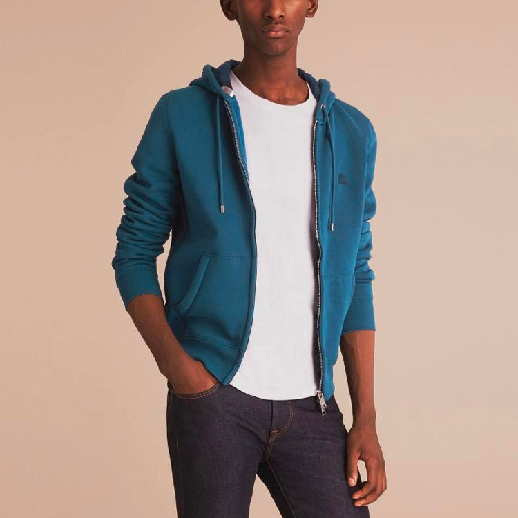 Men's Burberry Fleece Lined Long Sleeves Hooded Jacket Blue 40504161
