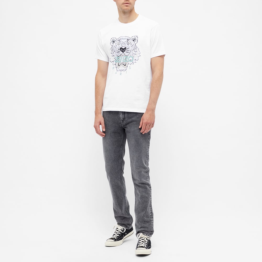 Men's KENZO Tiger Head Printing Pattern Round Neck Short Sleeve White FA65TS0204YA-01