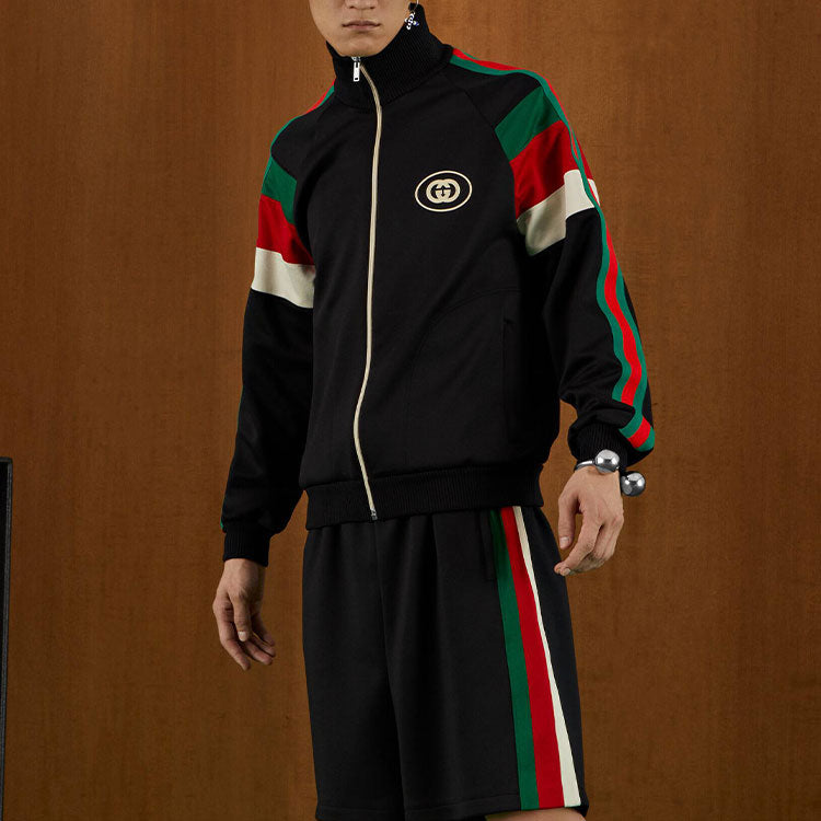 Gucci FW22 Neoprene zip jacket with Web 'Black' 698448-XJEEP-1152