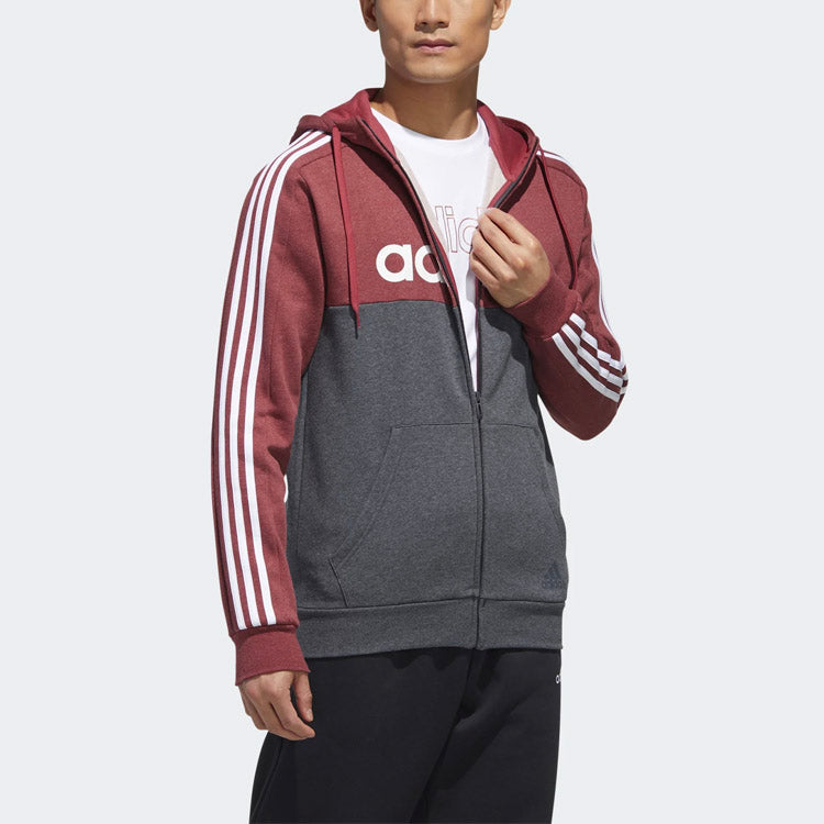 Men's adidas Hooded Sports Red Gray Jacket GD5504