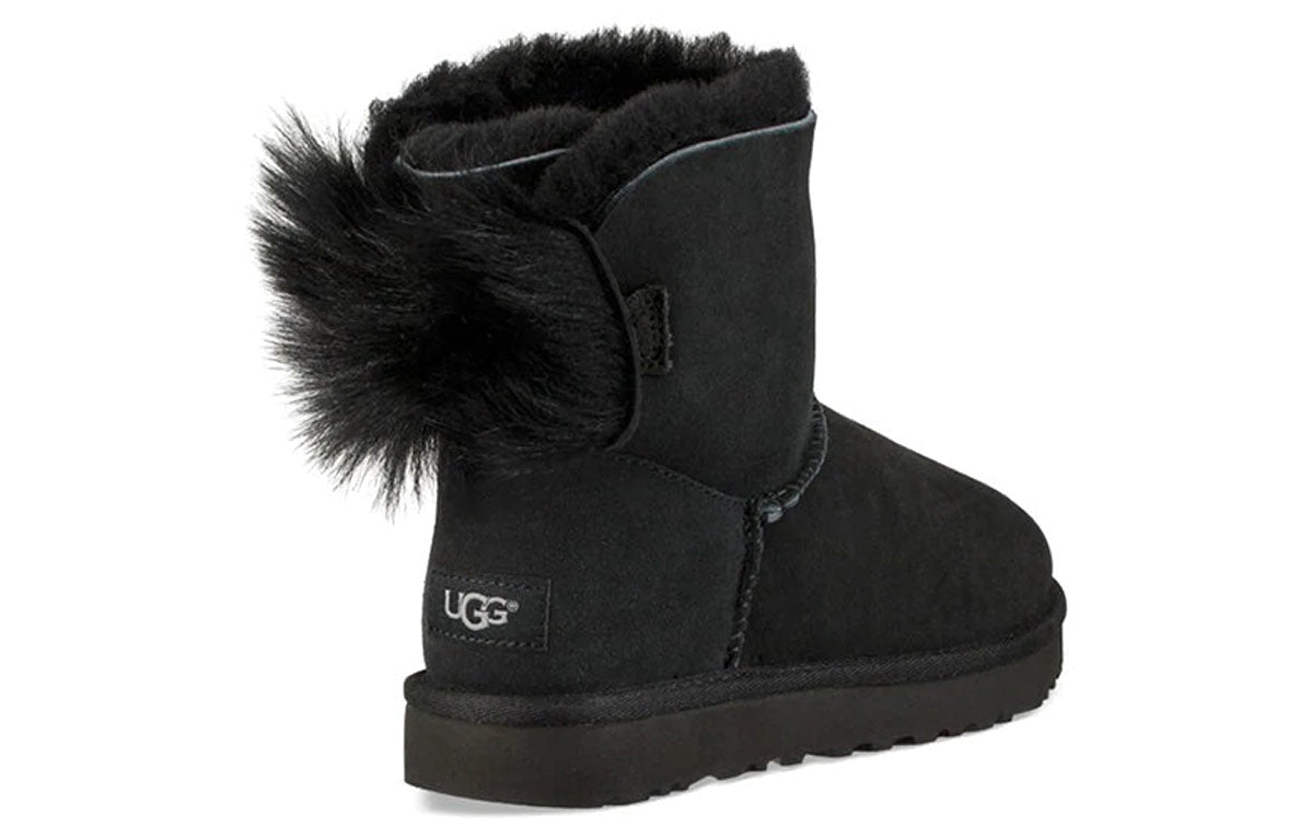 (WMNS) UGG Fluff Bow Mini Fleece Lined Black 1094967-BLK