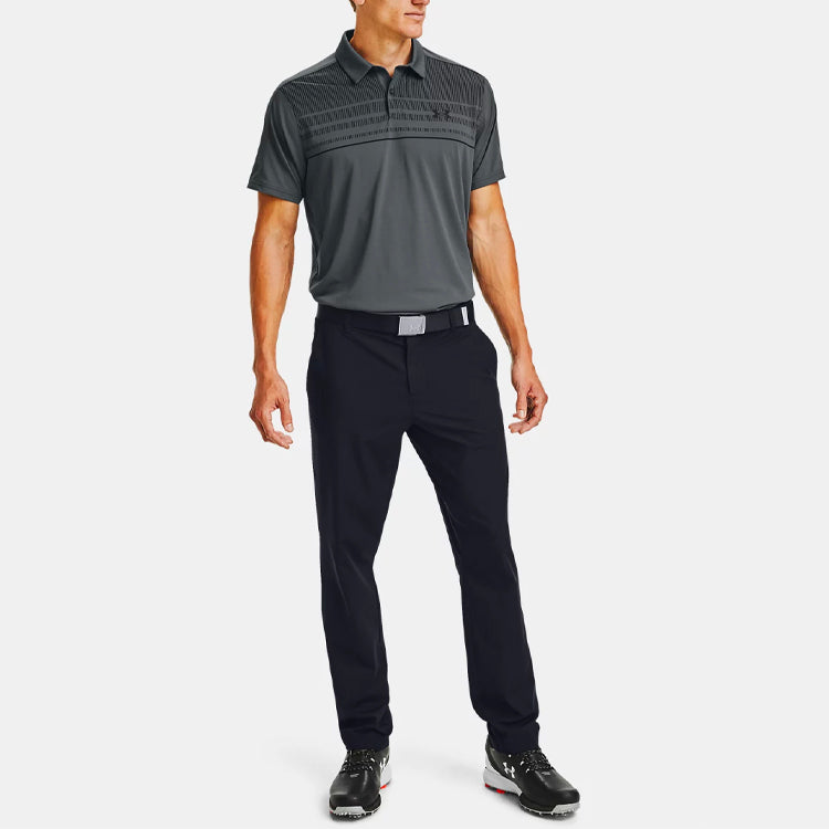 Men's Under Armour Logo Pattern Loose Short Sleeve Polo Shirt Gray 1356654-012