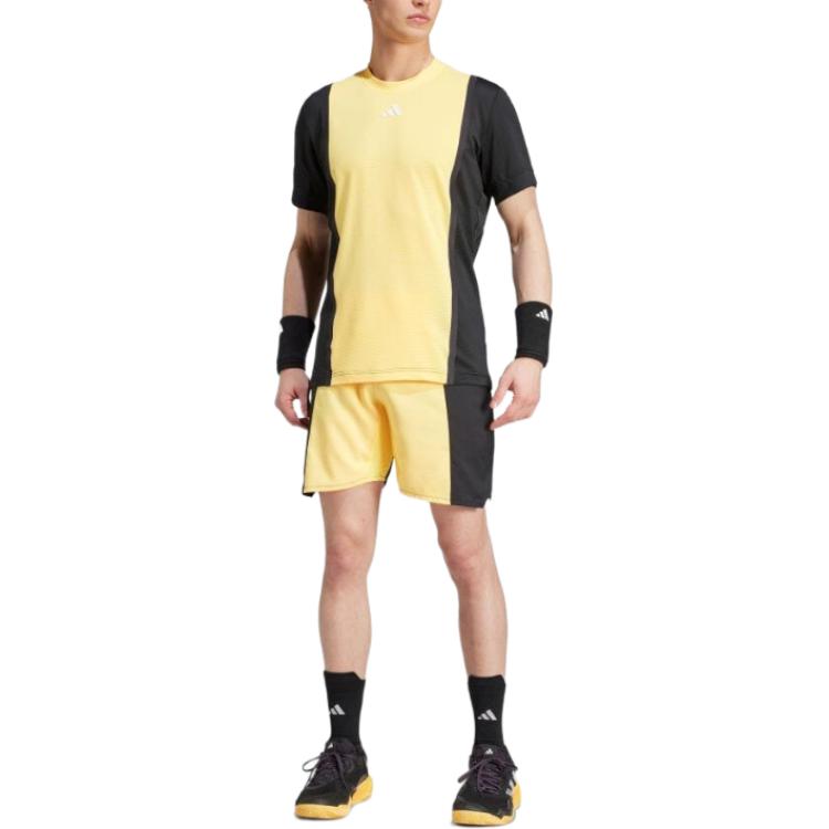 adidas Tennis HEAT.RDY Pro FreeLift 3D Rib T-shirt Asia Sizing 'Yellow Black' IS8972