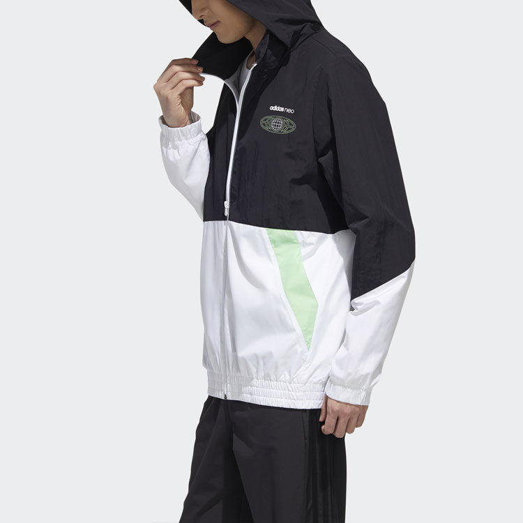 adidas neo M Egame Wb Sports Colorblock hooded Windbreaker Jacket Black White Colorblock GL7187