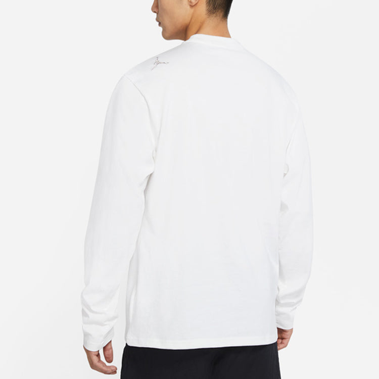 Men's Air Jordan Splicing Pocket Reflective Printing Round Neck Pullover White T-Shirt DN2050-100