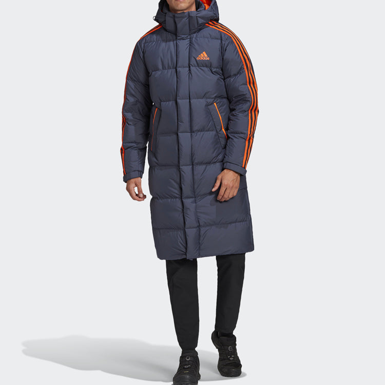 adidas 3st Long Coat Outdoor Sports Detachable hooded Down Jacket Blue GF0069