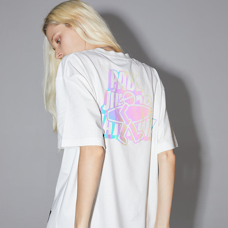 PJ's Vigor Laser Alphabet Pattern Basic Casual Short Sleeve Unisex White 20SSTS1001-P