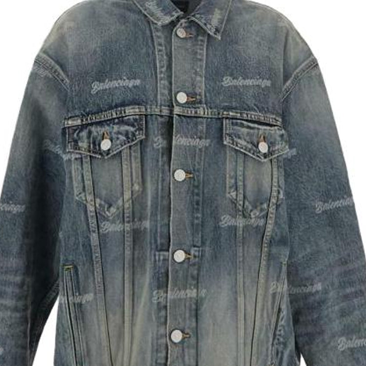 (WMNS) Balenciaga Denim Jacket 'Blue' 745037TNW014012