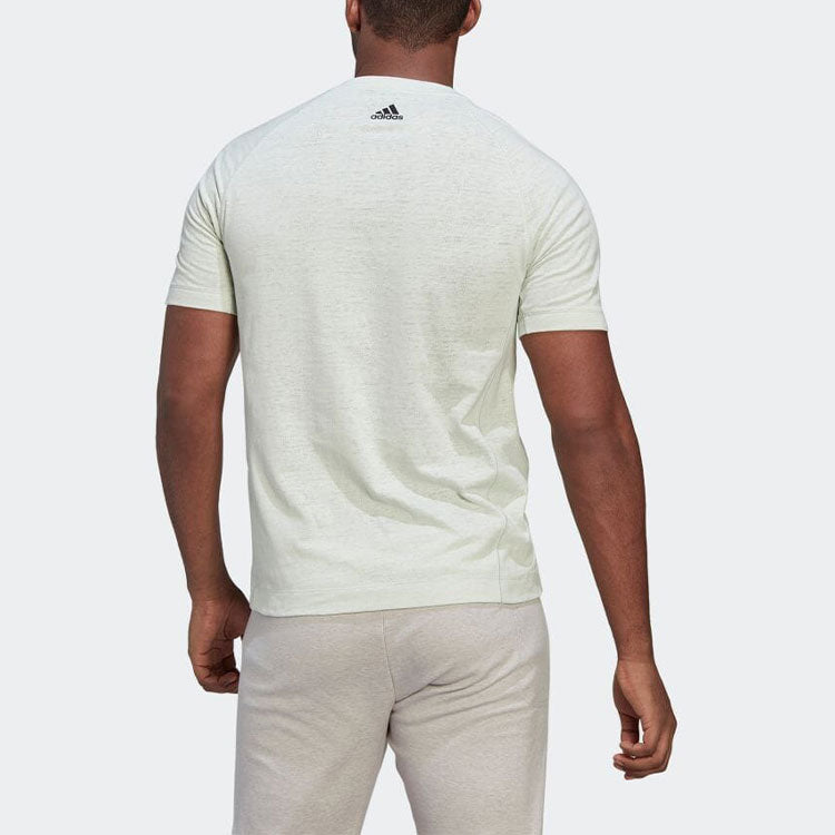 Men's adidas Solid Color Round Neck Pullover Short Sleeve Light Green T-Shirt HD0969