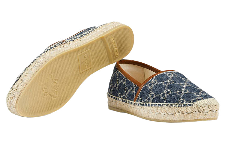 (WMNS) Gucci Denim Series Breathable Wear-Resistant Double g Jacquard Flat Shoes Blue 580877-2KQ50-4462