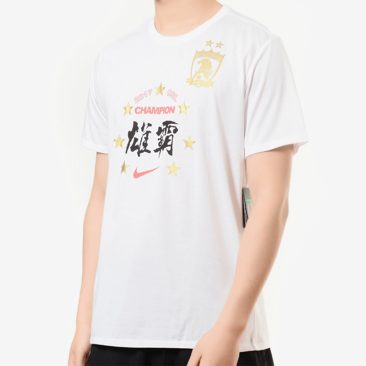 Men's Nike Chinese Character Alphabet Printing Sports Round Neck Short Sleeve White T-Shirt AR4930-100