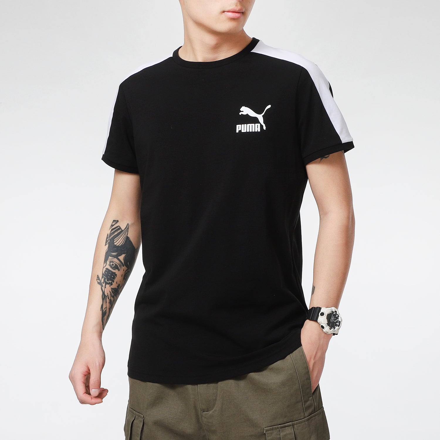 PUMA Iconic T7 T-Shirt 'Black White' 532291-01