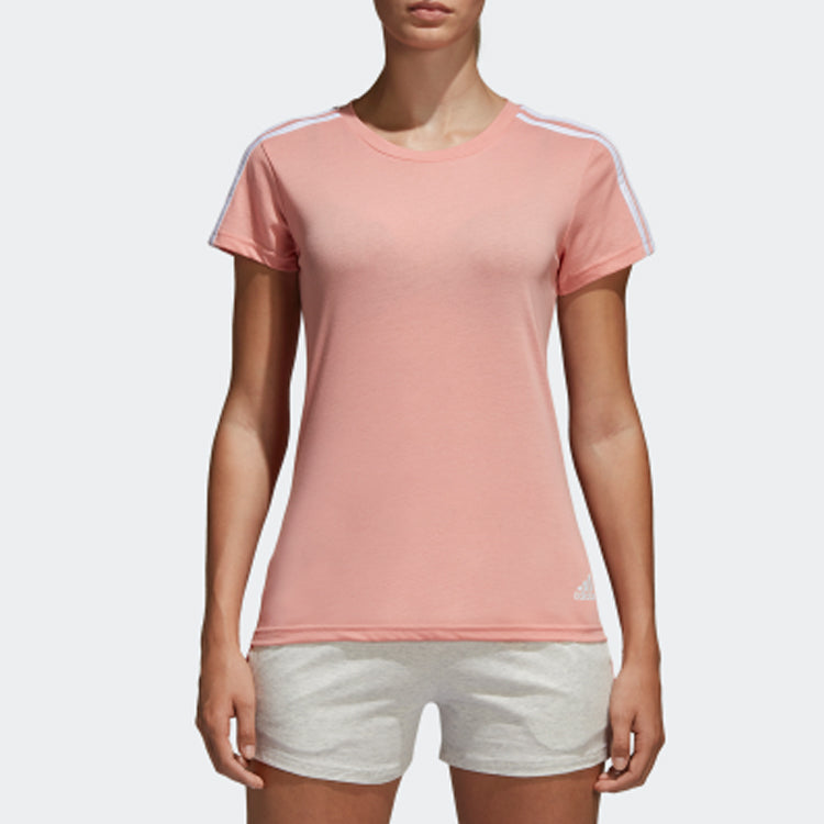 (WMNS) adidas White Stripe Solid Color Short Sleeve Pink Red CF8833
