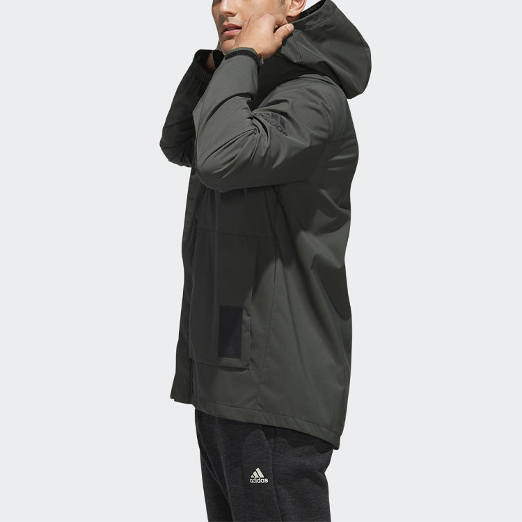 adidas Windproof Breathable Sports Hooded Jacket Brown EH3744