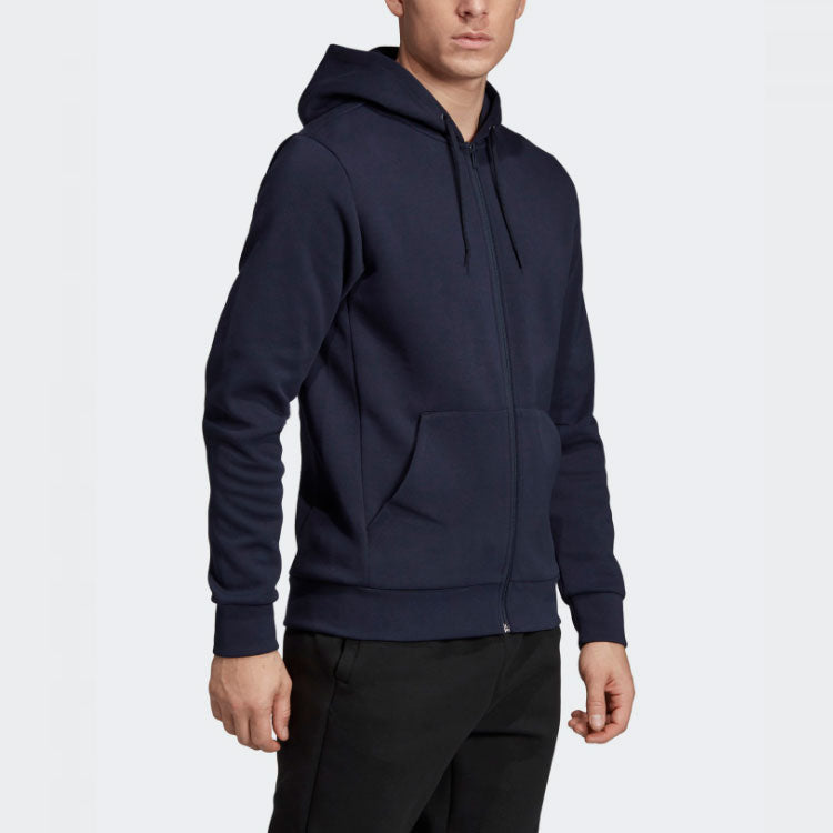 adidas Solid Color Sports Hooded Jacket Blue EB5271