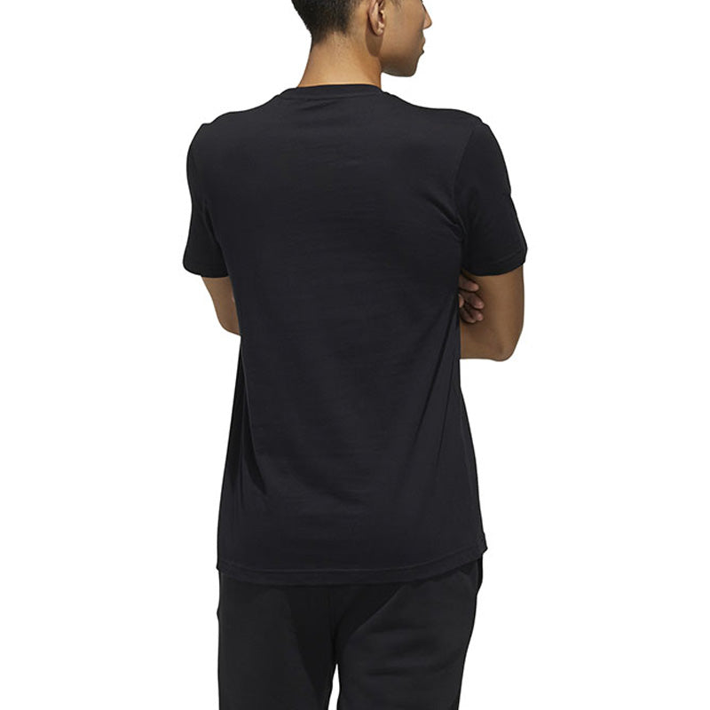 adidas Solid Color Round Neck Short Sleeve Pattern Black FM6242
