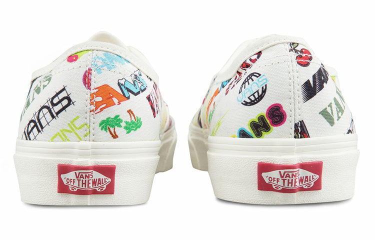 Vans Authentic Breathable Lightweight Low Top Casual Skate Shoes Unisex White Multi-Color VN0A348A3Z2
