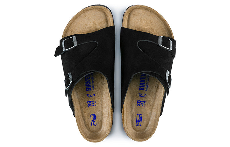 Birkenstock Zrich Soft Footbed Suede Leather Sandals 'Black' 1009528