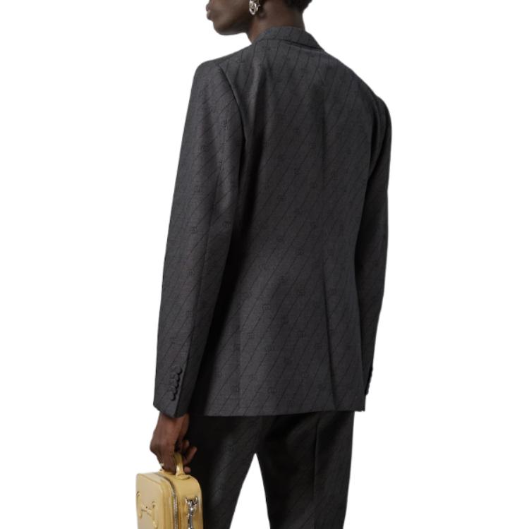 Gucci Interlocking G Striped Wool Formal Jacket 'Black Grey' 782748-ZAPYR-1016
