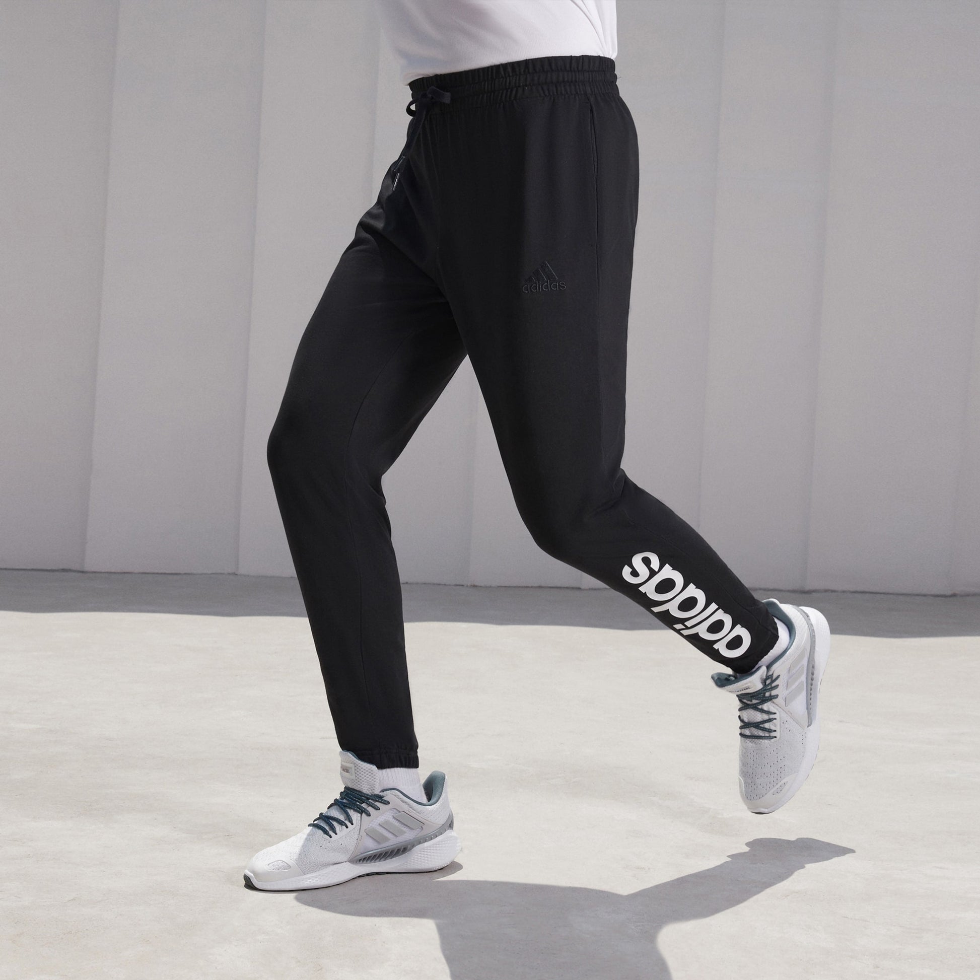 adidas M Lin Sj Te Pt Logo Printing Sports Training Cone Long Pants Black GK8827