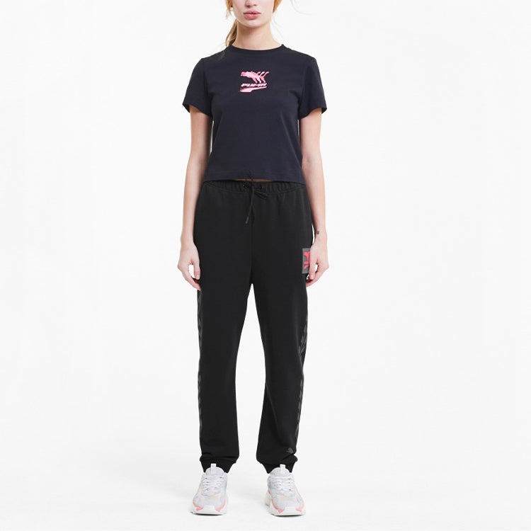 (WMNS) PUMA Knitting Sports Trousers Black/Red 599190-51