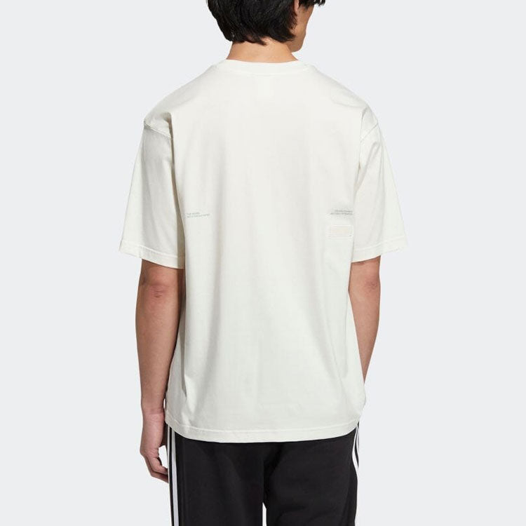 adidas originals Round Neck Dropped Shoulder Sleeves Large Logo Printing Short Sleeve Unisex White T-Shirt HS2008