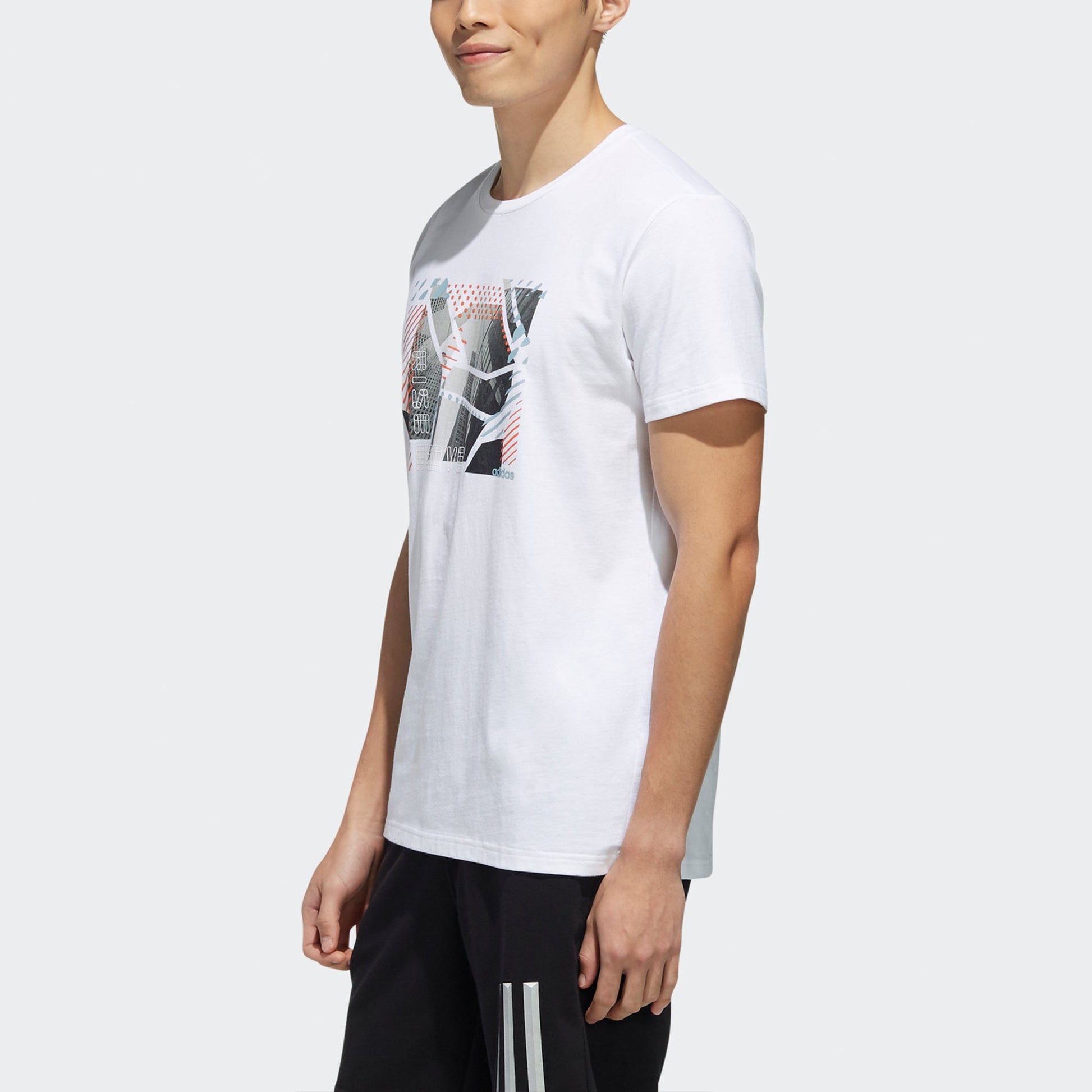 adidas neo M Fav Photo T 2 Contrasting Colors Pattern Casual Sports Short Sleeve White DW8209
