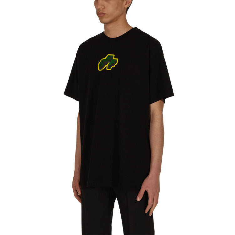 Off-White SS21 Green Arrow Cartoon Short Sleeve Loose Fit Black OMAA038S21JER0111055