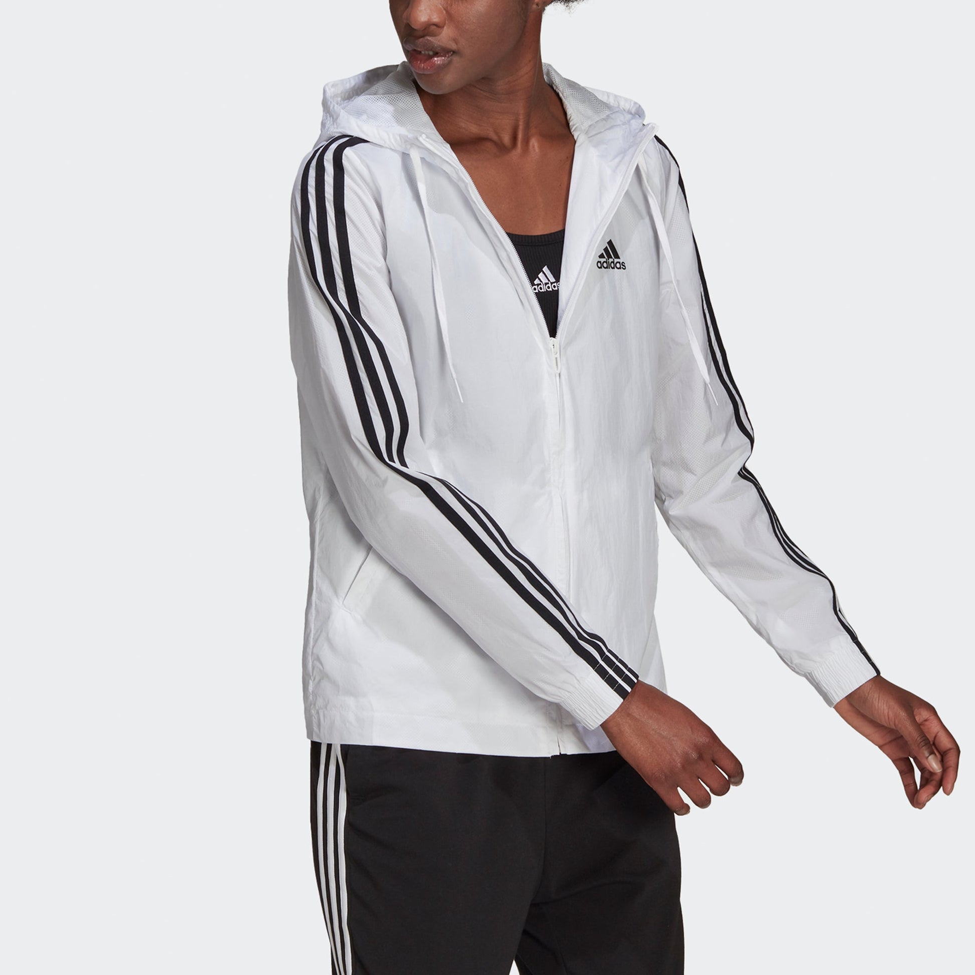 (WMNS) adidas Essentials 3-Stripes Windbreaker Asia Sizing 'White Black' H10243