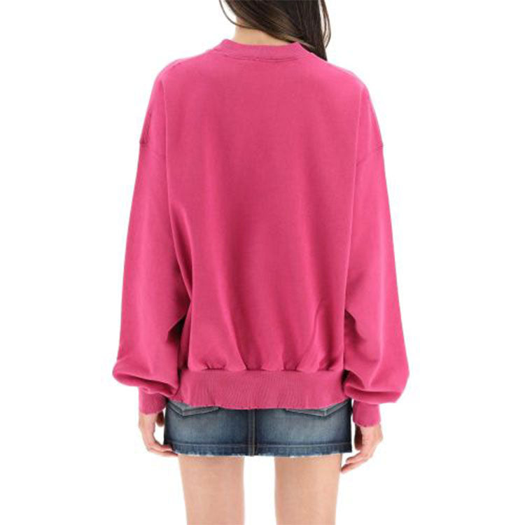 (WMNS) Balenciaga Script Logo Crewneck Sweatshirt 'Dark Fuchsia' 697869TMVB50507