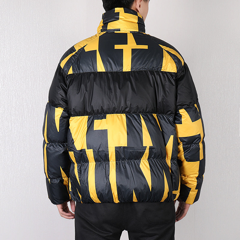 Nike Splicing Stay Warm Windproof Stand Collar Sports Down Jacket Yellow Black Colorblock 928890-752