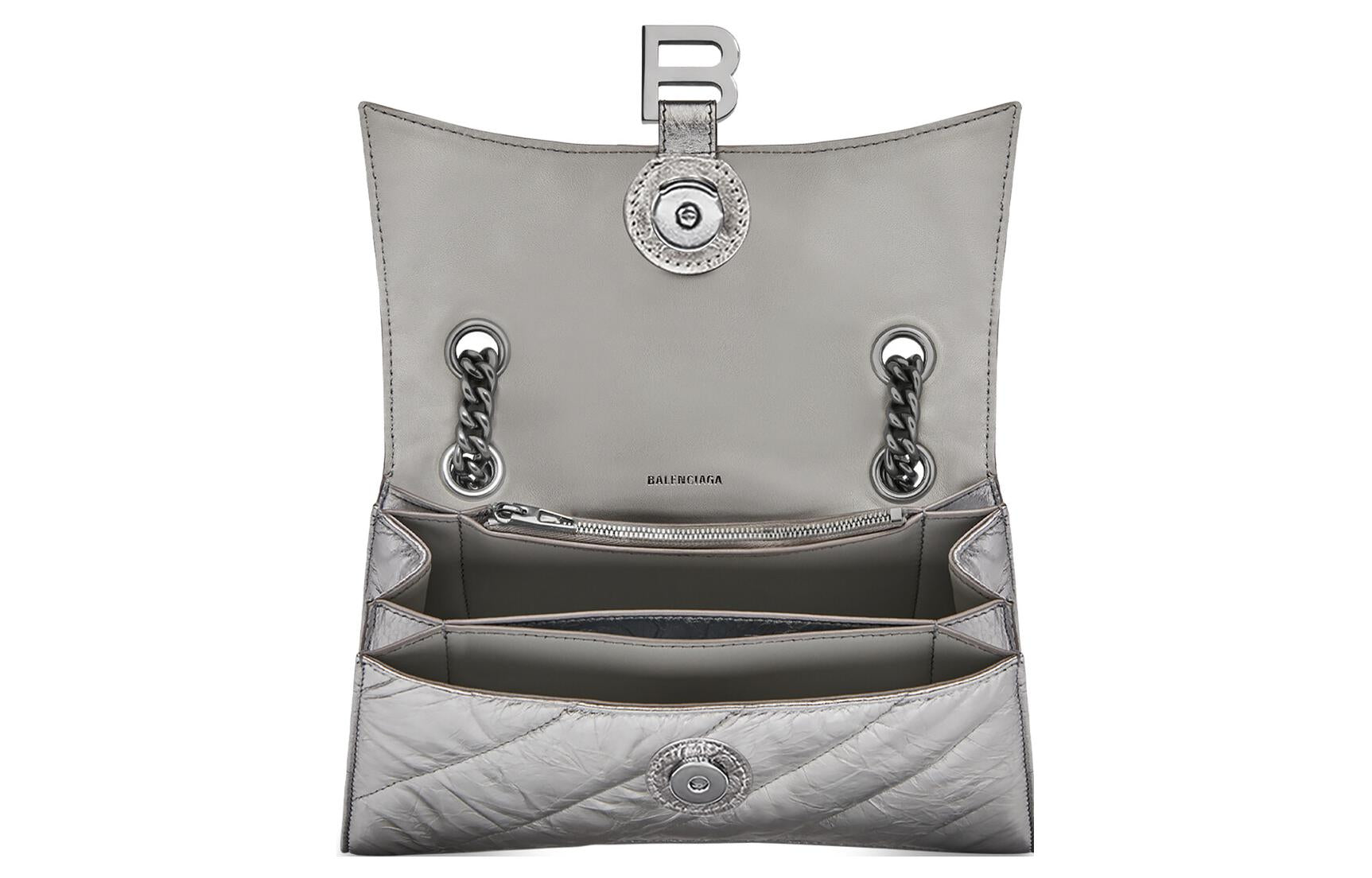 (WMNS) Balenciaga Crush Small Chain Bag Quilted 'Silver' 716351210IW8110