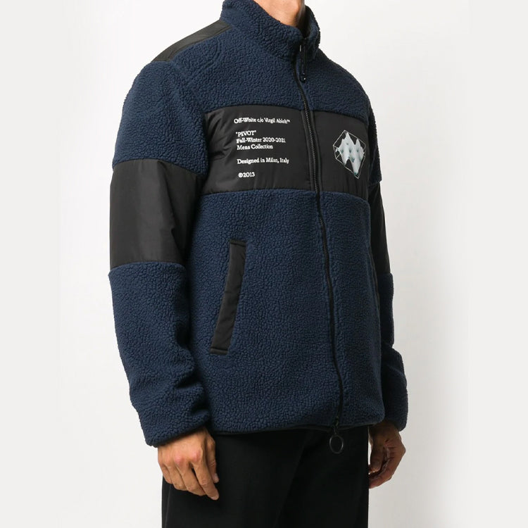Off-White Printing Fleece Jacket Navy Blue OMKI015E20FAB0014501