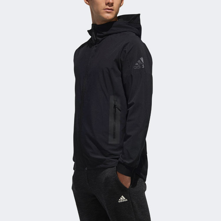 adidas Wb Urban Logo Printing Woven Sports Hooded Jacket Black DW4624