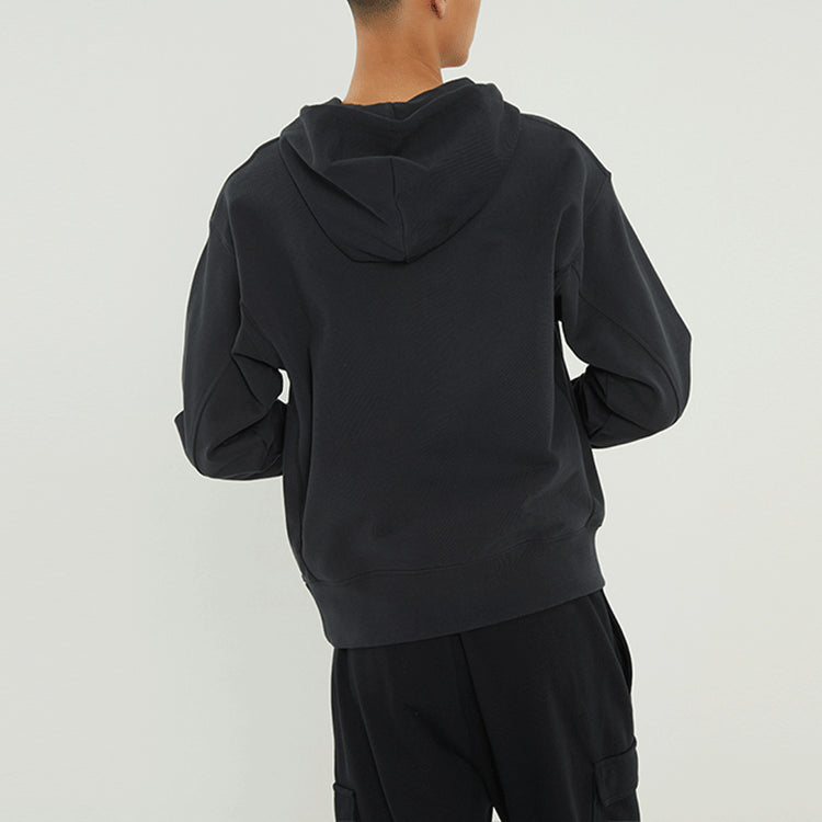 Men's Nike Embroidered Logo Half Zipper Hooded Knit Pullover Black DM5280-045