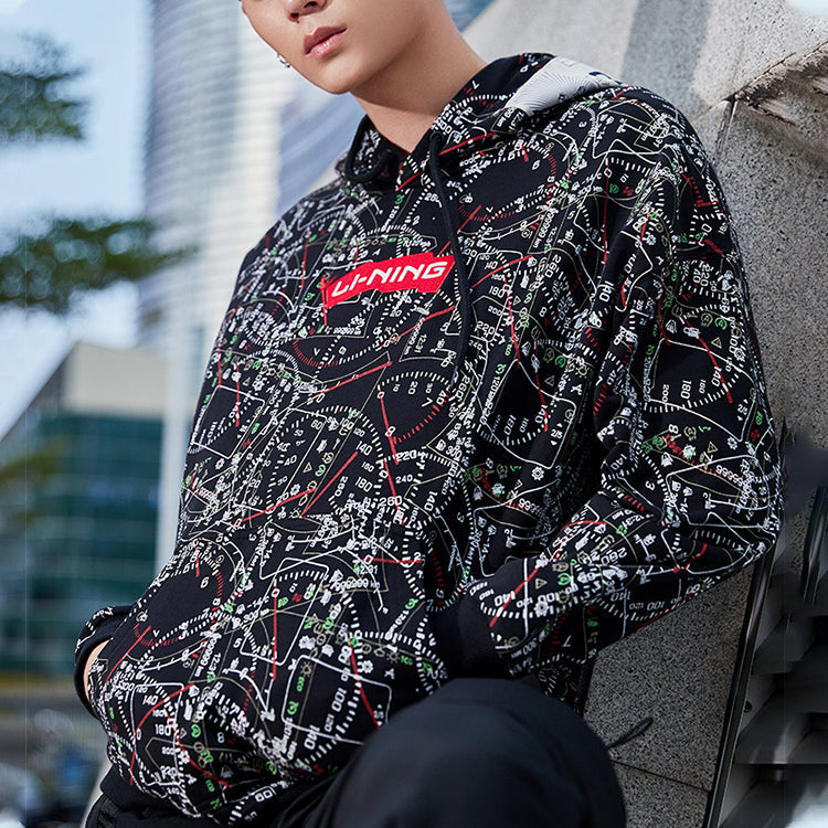 Li-Ning Red Flag Casual Sports Pullover Hoodie 'Black' AWDPB09-3
