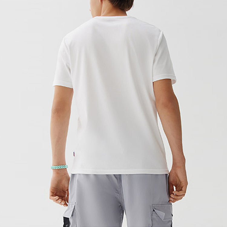 FILA Contrasting Colors Printing Logo Loose Round Neck Short Sleeve White F51M128175F-WT