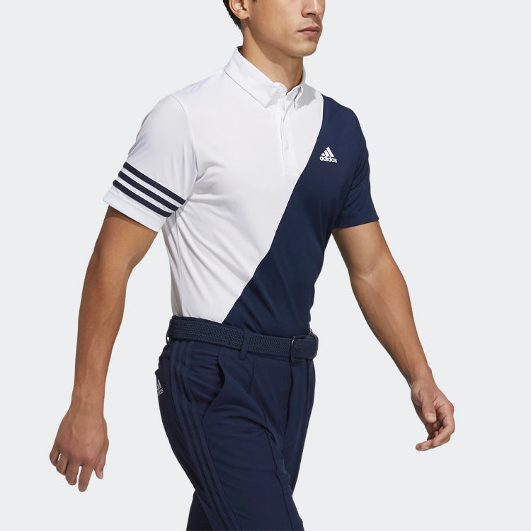 adidas Tr Polo Ss Contrasting Colors Casual Golf Short Sleeve Polo Shirt White Blue Colorblock GM3658