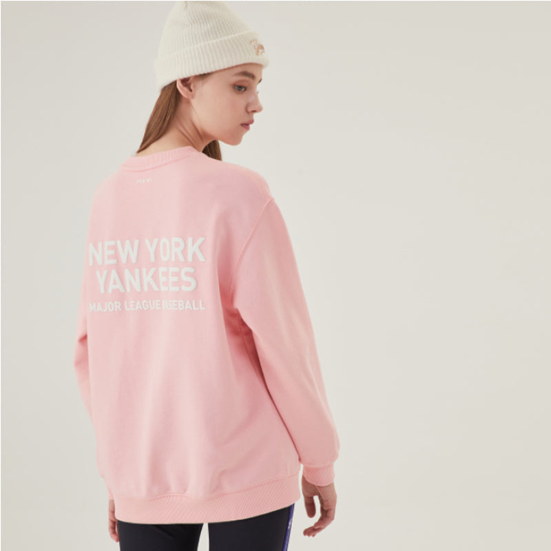 MLB New York Yankees Logo Printing Pullover Fleece Unisex Pink 31MT21941-50P